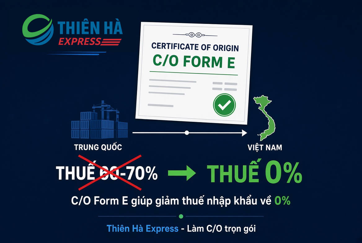 Dịch vụ hỗ trợ C/O Form E Trung Quốc – Việt Nam của Thiên Hà Express